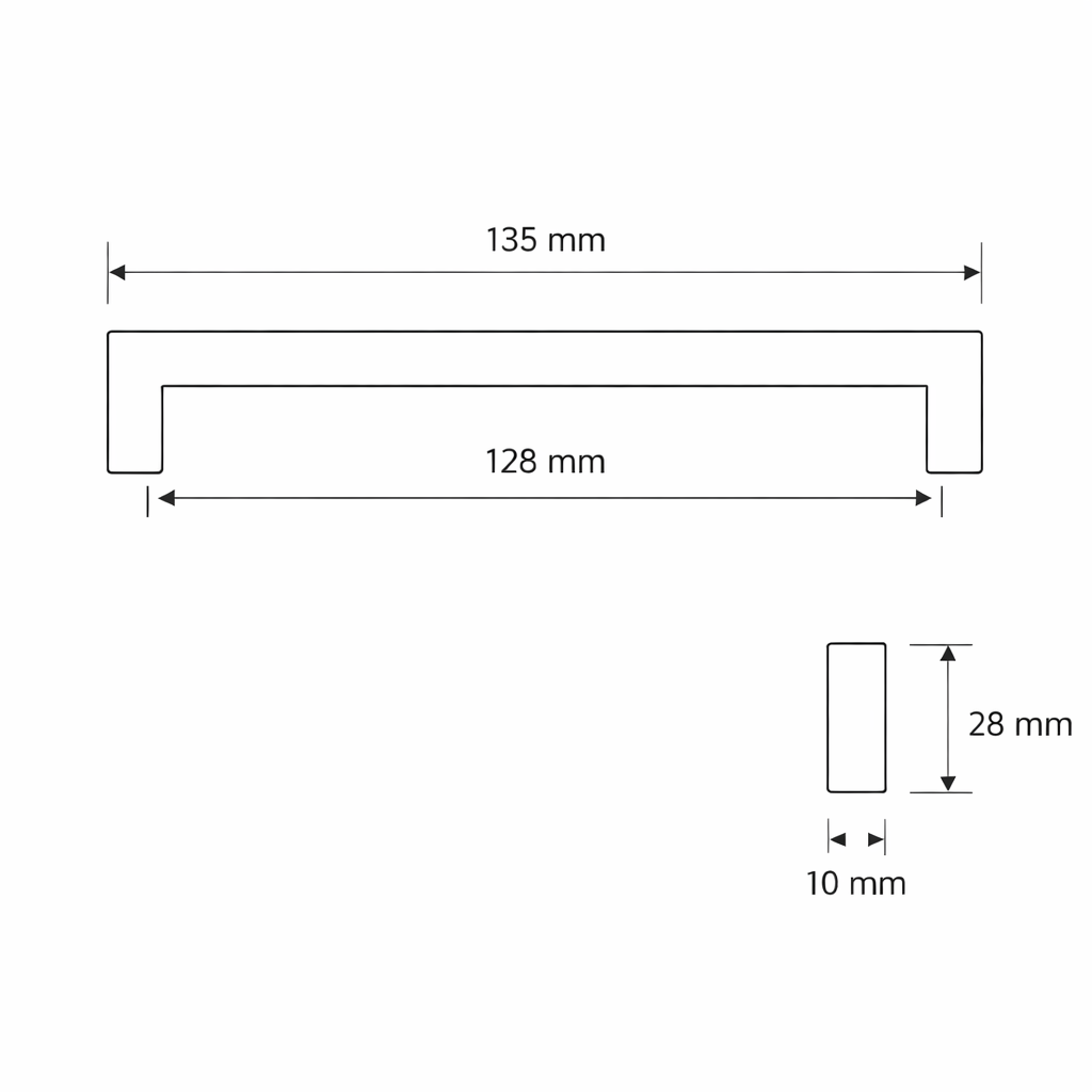 Meubelgreep Solid 128 mm – Zwart